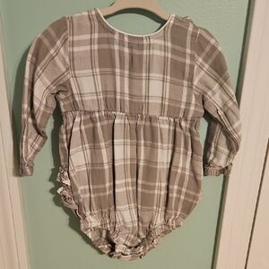Ruffle Butts Plaid One Piece - Brown and White